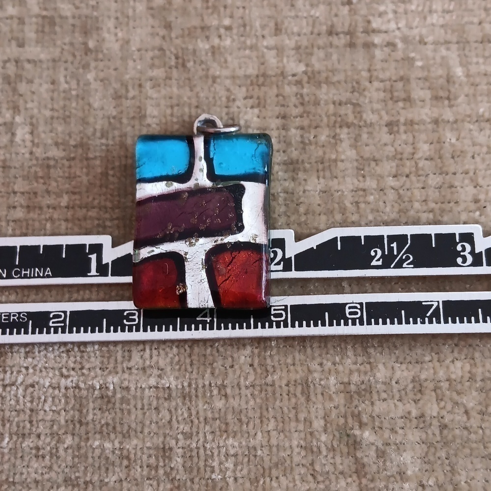 Rectangular Brick Patterned Glass Pendant - image 4